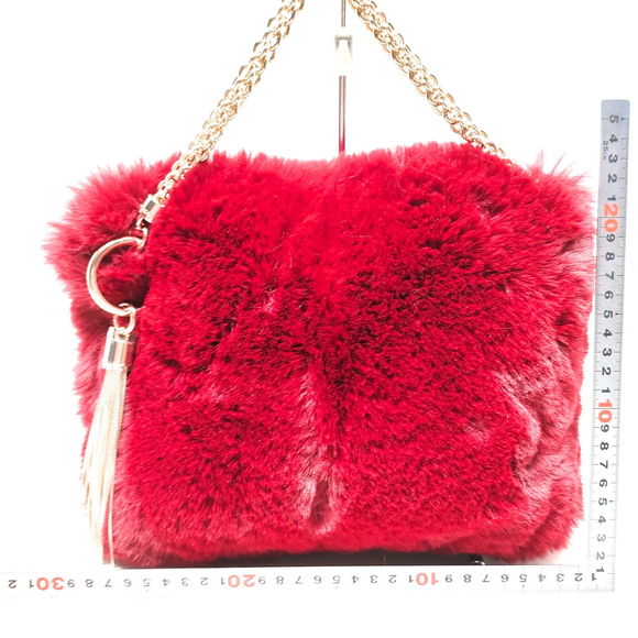Jimmy Choo Hand Bag Red Fur #76909J14 - Picture 2 of 9
